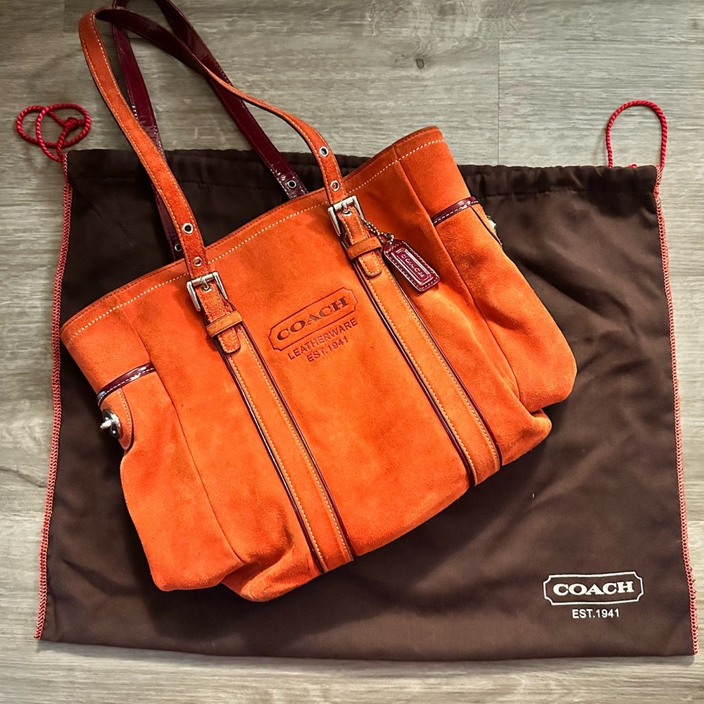 Coach Burnt Orange Suede Tote Bag